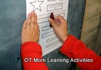 coloring with a flat crayon on a vertical surface