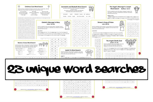 23 Unique Bible Christmas Word Searches
