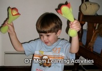 Shaking maracas is a fun bilateral integration activity for kids