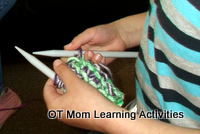 child learning to knit