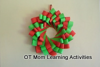 paper christmas wreath cutting activity for kids - build scissor skills