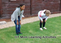 Doing the "head, shoulders, knees and toes" song for a gross motor exercise break.