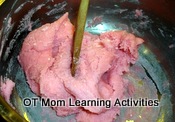 stirring homemade playdough