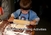 using a rolling pin is good for kids bilateral coordination