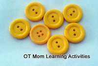 preschool spot-the-odd-one-out activity using buttons with differing holes