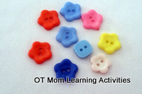 preschool spot-the-odd-one-out activity using shaped buttons