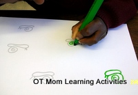 tracing over small spirals for fine motor skills