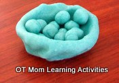 make a playdough nest with eggs for fine motor skills