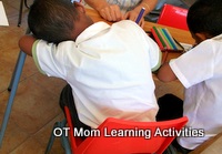 child with poor core strength slumped at desk child with poor core strength slumped at desk