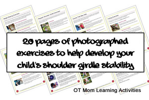 20 pages of photographed shoulder girdle exercises for kids!