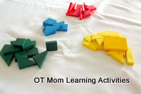 preschool sorting activity using colored blocks