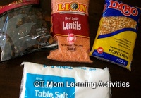 Use packs of dried groceries for a tactile perception activity