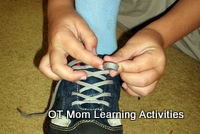tying shoelaces