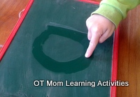 trace over the wet letter with a finger to practice correct letter formation