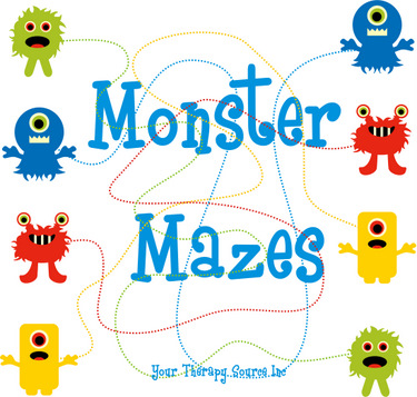 monster themed visual motor tracing exercises