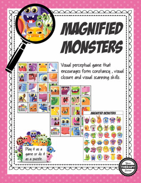 monster themed visual discrimination printables