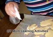 squeezing a cake frosting/icing bag to work on hand strength