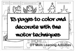 13 christmas activity coloring pages to decorate with fine motor techniques