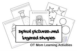 Christmas spiral pictures and layered shapes for fine motor skills