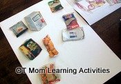 cutting activity idea: cut out food pictures to make a shopping list
