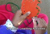threading and lacing activities are good for eye-hand coordination