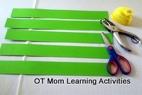 preschool Christmas activity - make paper gift tags - step 1