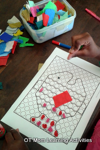 Using a Mosaic pattern worksheet to develop fine motor skills