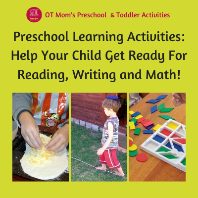 simple preschool learning activities to help get your child ready for reading, writing and math!