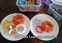 preschool activity - sort cookie cutters according to shape