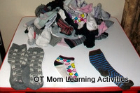 sorting socks - toddler visual perception activity