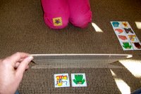 playing a visual sequential memory game with a preschooler - step 1
